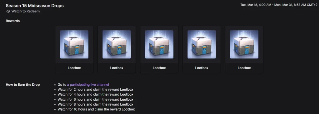 🎁 Score 5 Free Loot Boxes in Overwatch 2 by Watching Twitch – Hurry, Ends March 30! - News - Overwatch 2 - OverwatchCentral.gg 🎁 Score 5 Free Loot Boxes in Overwatch 2 by Watching Twitch – Hurry, Ends March 30! - News - Overwatch 2 - OverwatchCentral.gg
